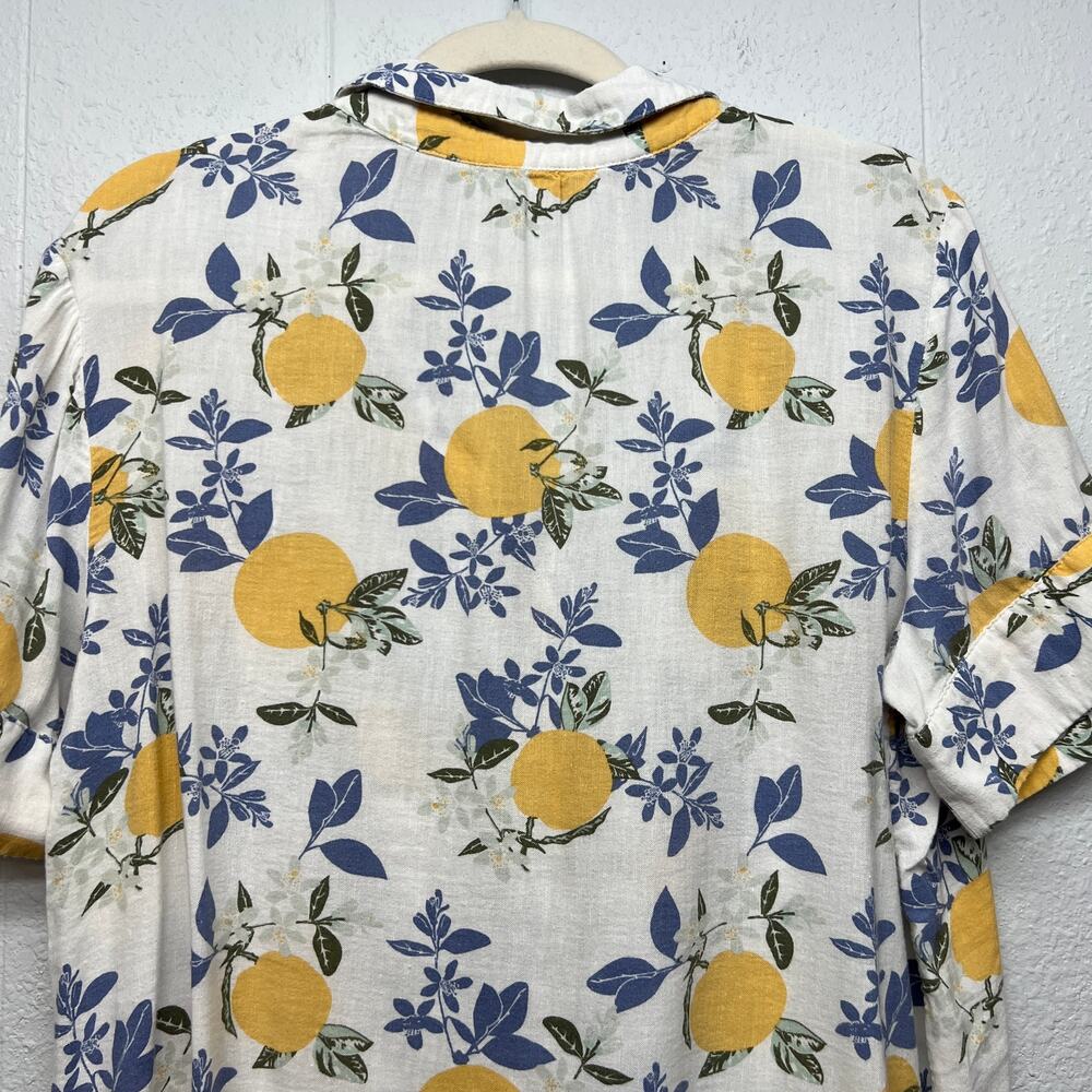 Dip Lemon Floral Printed Button Tie Front Shirt Women Large Beachy Boho Coastal - Picture 9 of 13